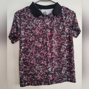 Under Armour Performance Polo (Rebel Pink, Black And White)